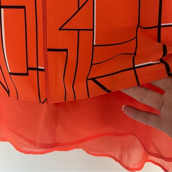 Worthington Sleeveless Orange Tiered Blouse Top Large Career Business Causal - Picture 4 of 9